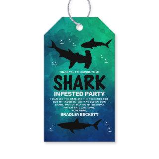 Shark Infested Any Age Birthday Party Thank You Gift Tags