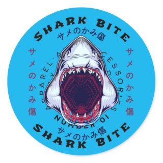 shark japanese style art cool watch classic round sticker