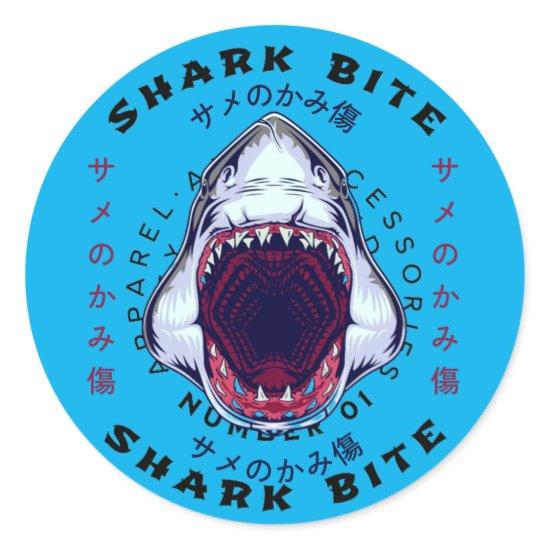 shark japanese style art cool watch classic round sticker