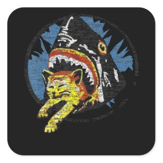 Shark Lover | Shark Eating A Cat Square Sticker