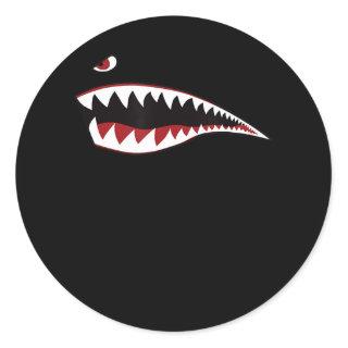 Shark Nose Art  Green - Wwii Military Plane Classic Round Sticker