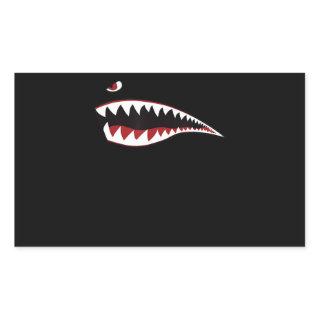 Shark Nose Art  Green - Wwii Military Plane Rectangular Sticker