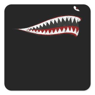 Shark P-40 Warhawk Nose Art Wwii Ww2 Airplane Square Sticker