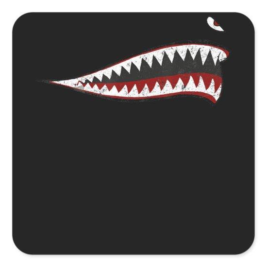 Shark P-40 Warhawk Nose Art Wwii Ww2 Airplane Square Sticker