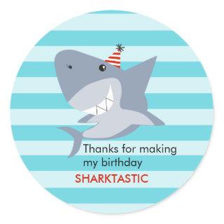 Shark Sharktastic Birthday Party Favor Classic Round Sticker