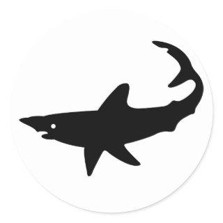 Shark Silhouette Classic Round Sticker