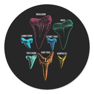 Shark Tooth Hunting Identity Key Classic Round Sticker