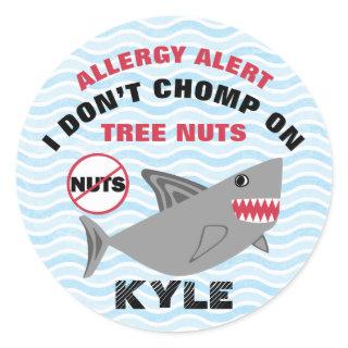 Shark Tree Nut Peanut Allergy Alert Customized Classic Round Sticker