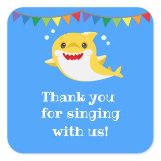 Sharks Blue Ocean Birthday Favor Square Sticker