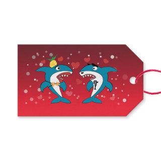 Sharks Christmas Red Gift Tags