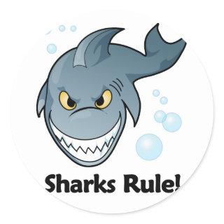 Sharks Rule! Classic Round Sticker