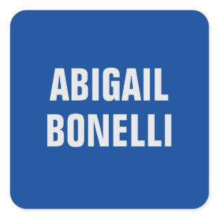 Sharp bold custom excellent minimalist name blue square sticker