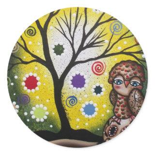 Sharp Eye_ By Lori Everett_ Day Of The Dead, Owl Classic Round Sticker