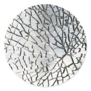 Shattered glass texture classic round sticker