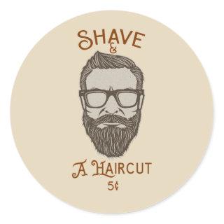 Shave & A Haircut Retro Barber Shop Graphic Type Classic Round Sticker
