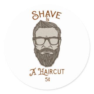 Shave & A Haircut Retro Barber Shop Graphic Type Classic Round Sticker