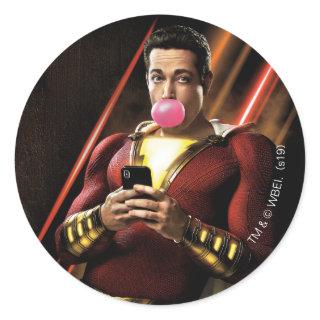 SHAZAM! | Shazam Blowing Bubble Gum Classic Round Sticker