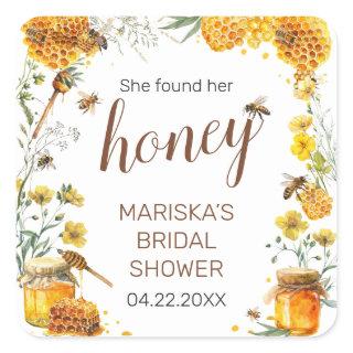 She Found her Honey Bridal Shower Square Sticker