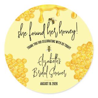 She Found Her Honey! Honeybee Bridal Favor Classic Round Sticker