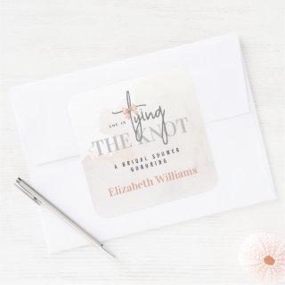 She Is Tying The Knot Modern Bridal Shower Party Square Sticker
