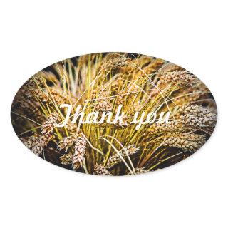 Sheaf Of Wheat - Thank You Oval Sticker