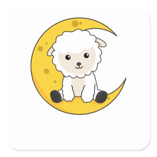 Sheep Moon Good Night Cheap Count Sweet Animals Square Sticker
