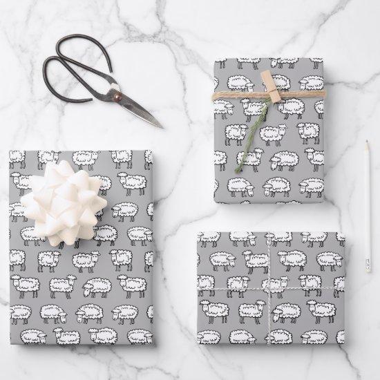 Sheep Pattern - Black, White and Gray  Sheets