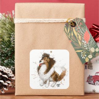Sheldon the Sheltie Square Sticker