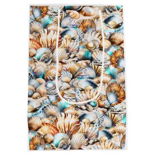 Shell mother of pearl iridescent clam oyster beach medium gift bag