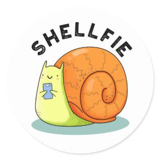 Shellfie Funny Snail Selfie Pun  Classic Round Sticker