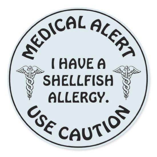 SHELLFISH ALLERGY CLASSIC ROUND STICKER
