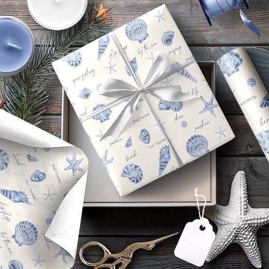 Shells Starfish Sun Fun Text Blue ID918