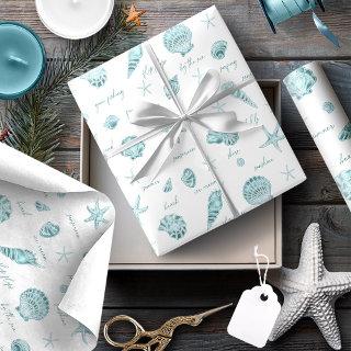 Shells Starfish Sun Fun Text Teal ID918