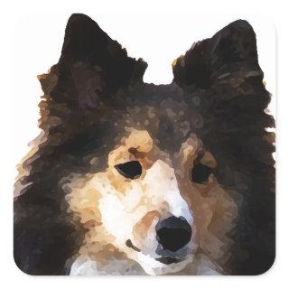 Sheltie Dog painting sketch Square Sticker
