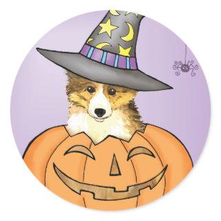 Sheltie Halloween Classic Round Sticker