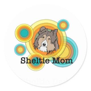 Sheltie Mom retro design Classic Round Sticker