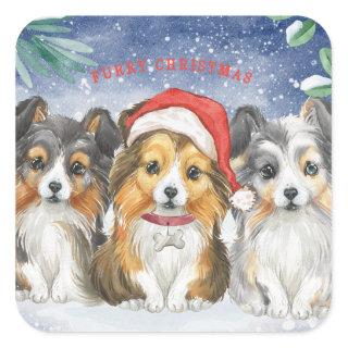Shelties in the Snow Square Sticker