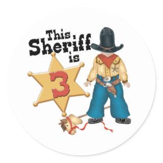 Sheriff 3rd Birthday Classic Round Sticker