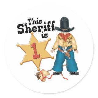 Sheriff First Birthday Classic Round Sticker