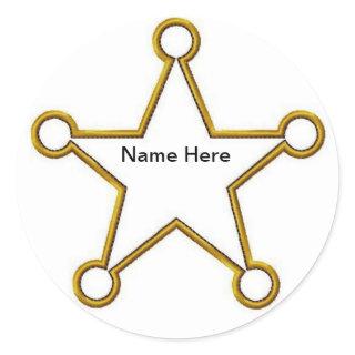 Sheriff Star Name badge Classic Round Sticker