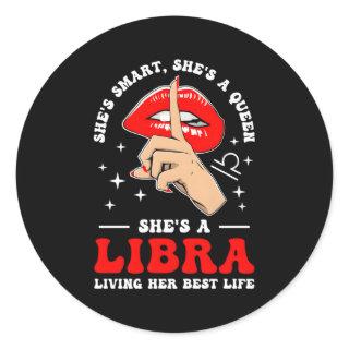 She'S A Libra Zodiac Sign Libra Horoscope Classic Round Sticker