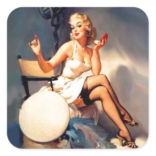 She's a Starlet Pin Up Girl Square Sticker