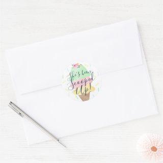 She's Been Scooped Up Ice Cream Bridal Shower Classic Round Sticker