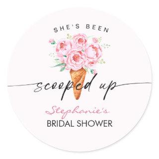 She's Been Scooped Up Ice Cream Bridal Shower Classic Round Sticker