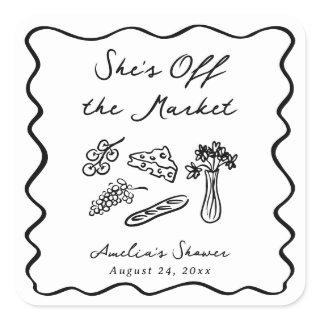 She's Off the Market Bold & Whimsical Hand Drawn Square Sticker