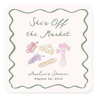 She's Off the Market Bold & Whimsical Hand Drawn Square Sticker