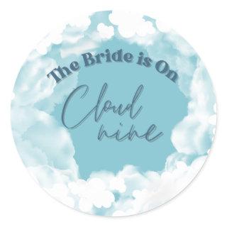 She's on cloud 9 Elegant Bridal Shower Dreamy Classic Round Sticker