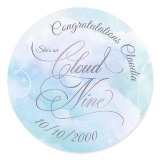 She's On Cloud Nine Bridal Shower Classic Round Sticker