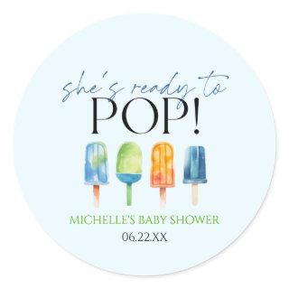 She's Ready To Pop! Popsicle Baby Shower Classic Round Sticker
