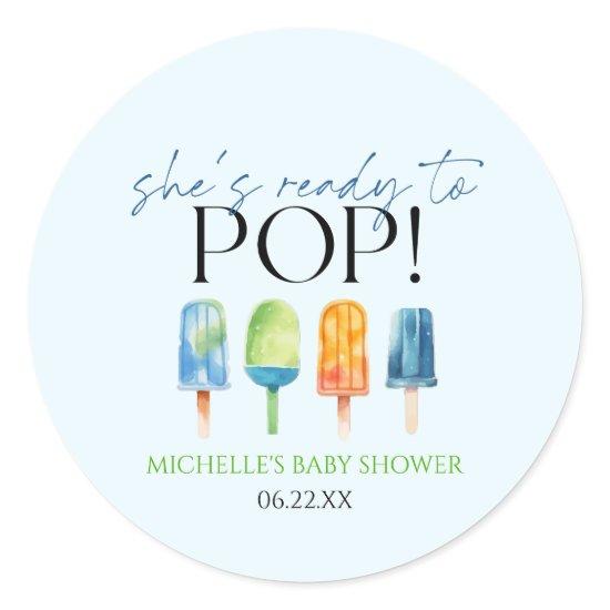 She's Ready To Pop! Popsicle Baby Shower Classic Round Sticker